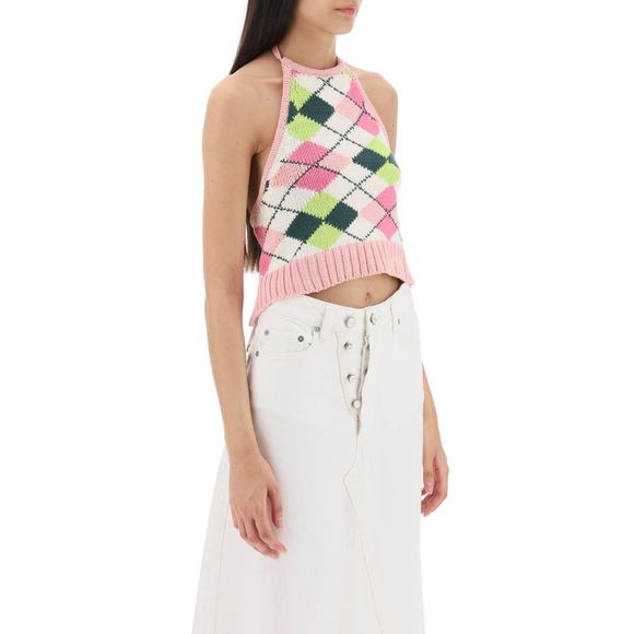 Ganni Knit Cropped Top With Halterneck - Picture 2 of 4